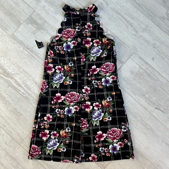 New Vintage A. Byer Halter floral scalloped party flower Y2K mini Dress M - Picture 2 of 7